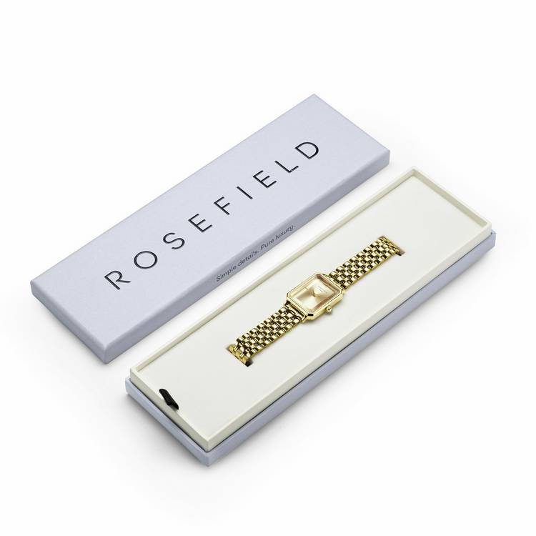 Rosefield Octagon ladies gold steel bracelet watch - British product