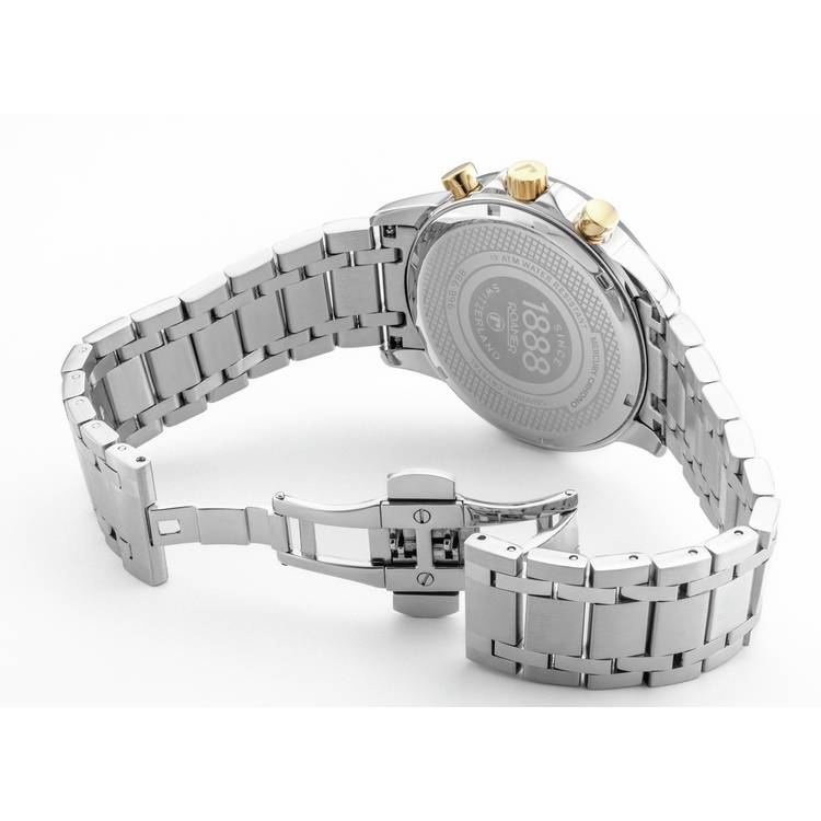 Roamer Mercury chronograph watch blue dial stainless steel bracelet - British product