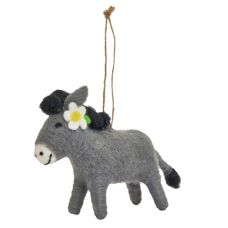 Argos Home handcrafted felt donkey ornament, imported from the UK