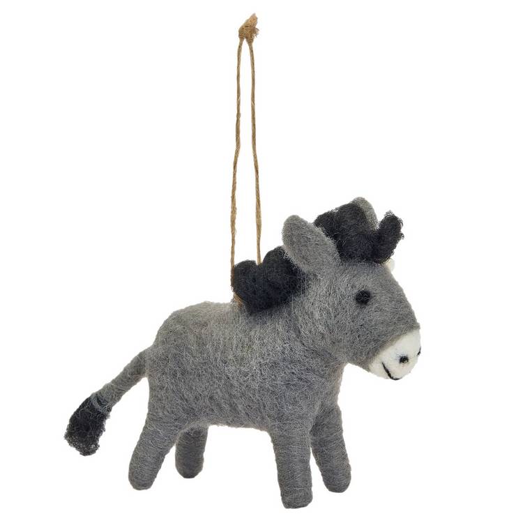 Argos Home handcrafted felt donkey ornament, imported from the UK