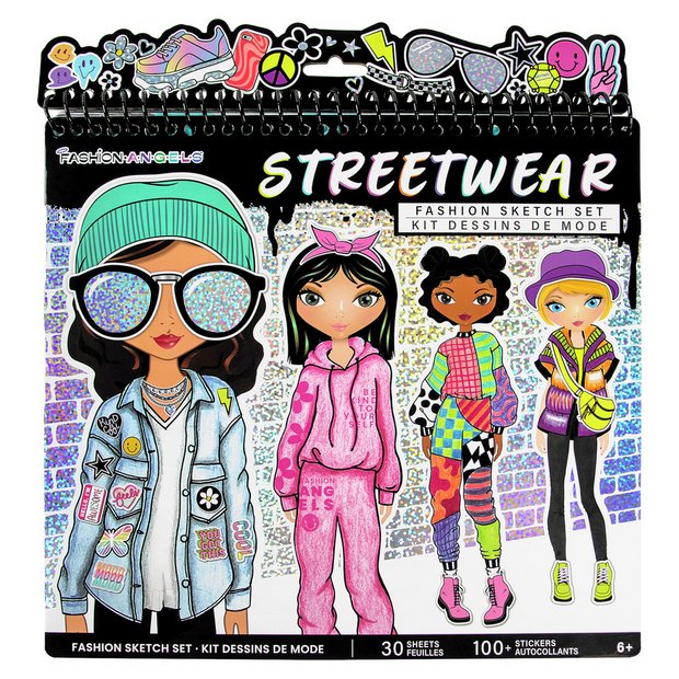 Fashion Angels streetwear design sketch portfolio, imported from the UK