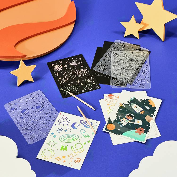 Chad Valley space scratch art set - British product