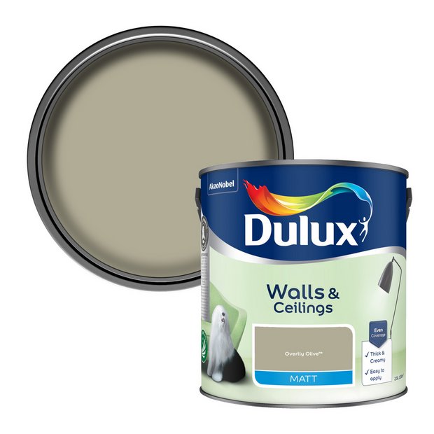 Dulux Overtly Olive matt paint 2.5L, UK version