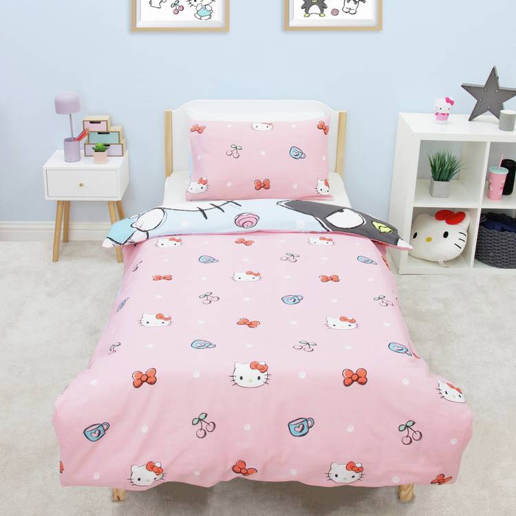 Hello Kitty single bedding set with panel print (British brand)