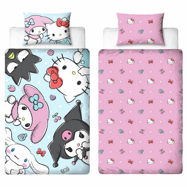 Hello Kitty single bedding set with panel print (British brand)