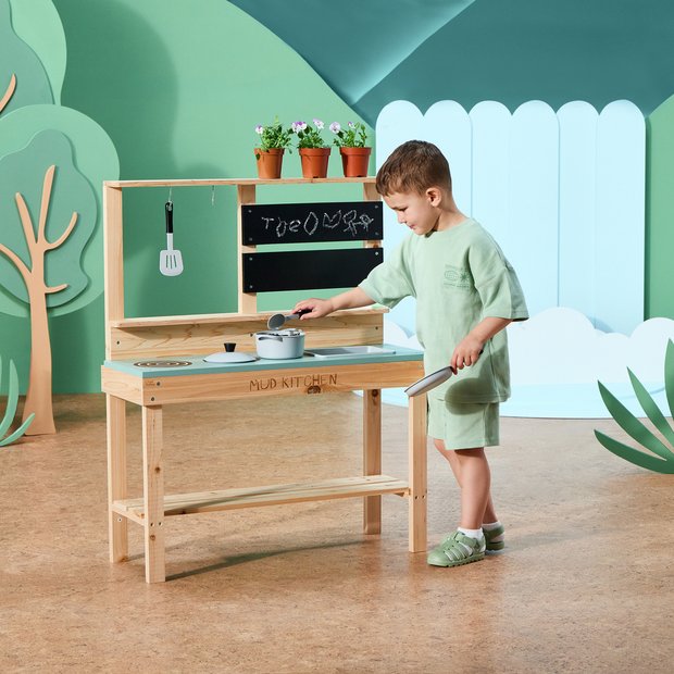 Chad Valley wooden play house with mud kitchen (British brand)