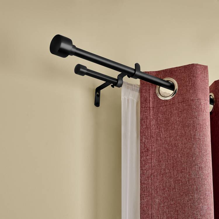 Argos Home matte black double curtain pole extendable 165-300cm, UK version