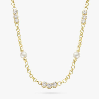 Argos Revere 9ct Gold Plated Silver Pearl and Crystal Necklace 46cm- Buy online at McGrocer