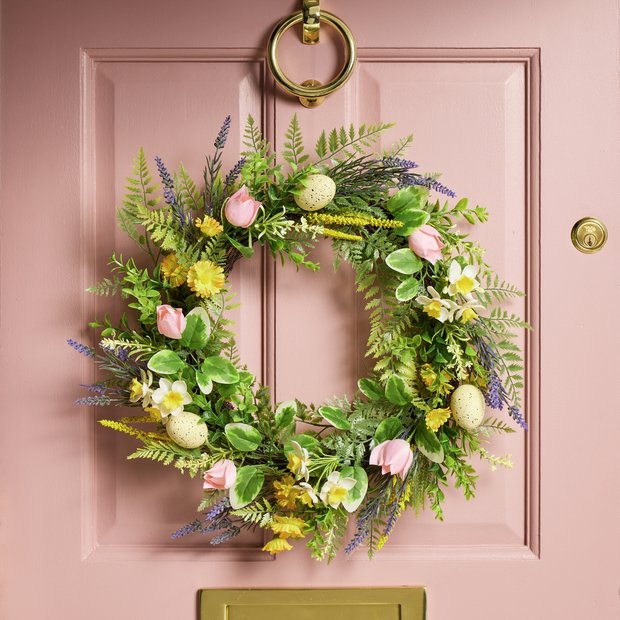 Argos Home floral and egg Easter wreath 55.9cm (British brand)