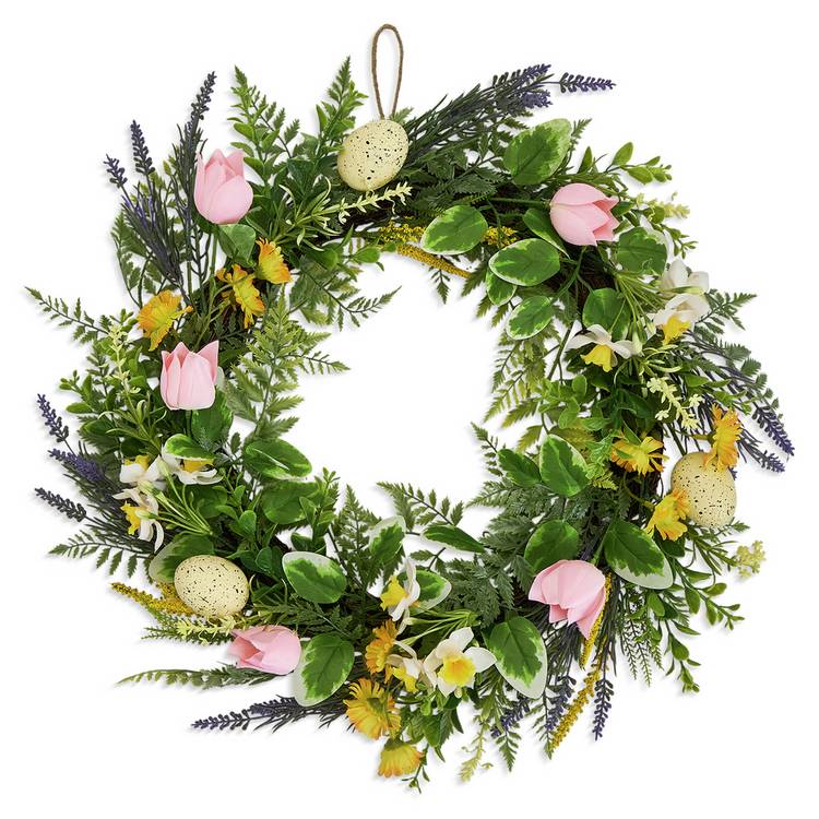 Argos Home floral and egg Easter wreath 55.9cm (British brand)
