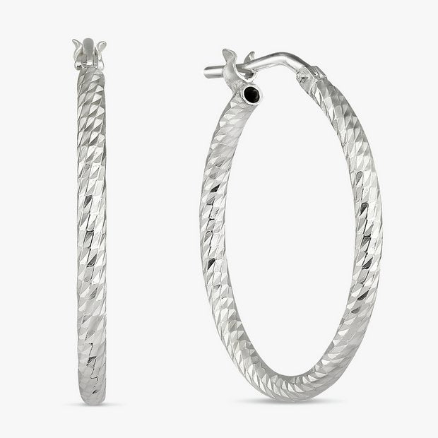Revere sterling silver hoop earrings diamond cut 24mm drop - British product