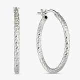 Revere sterling silver hoop earrings diamond cut 24mm drop - British product