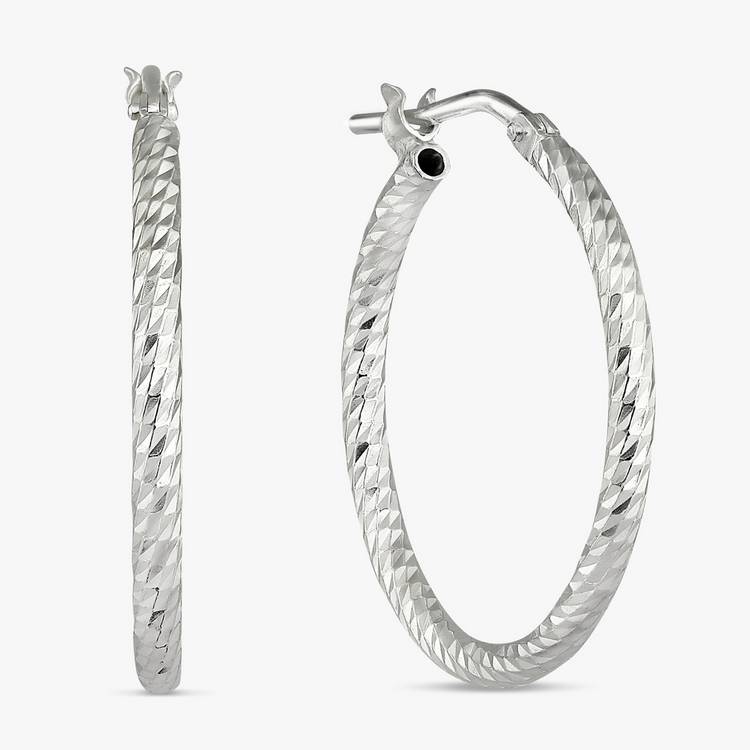 Revere sterling silver hoop earrings diamond cut 24mm drop - British product