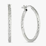 Revere sterling silver hoop earrings diamond cut 24mm drop - British product
