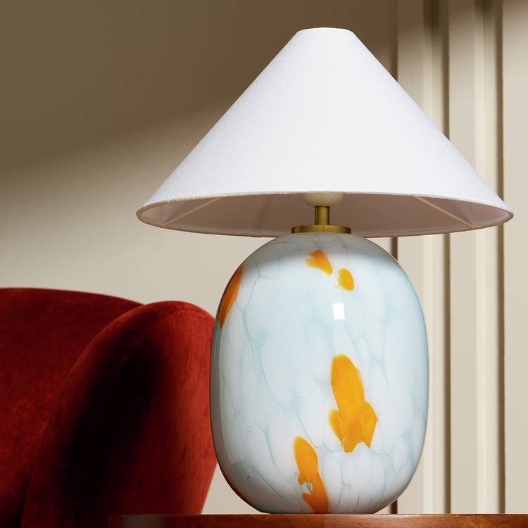 Habitat Rae confetti glass table lamp blue white - British product