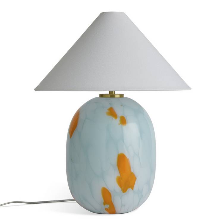 Habitat Rae confetti glass table lamp blue white - British product