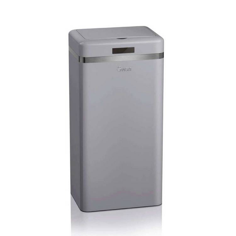 Swan retro square sensor bin 45l grey (British brand)