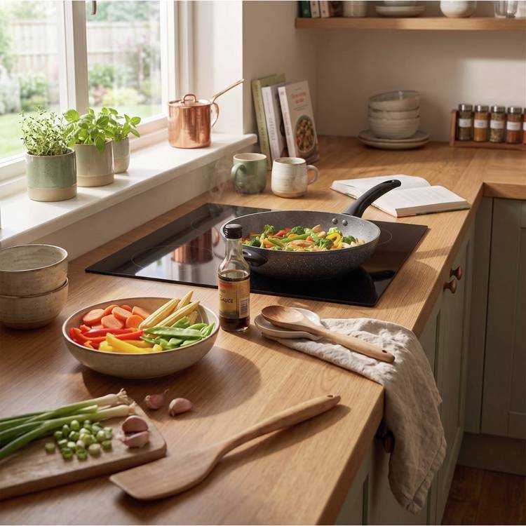 Salter PFAS-free aluminium wok 28cm with lid, UK version