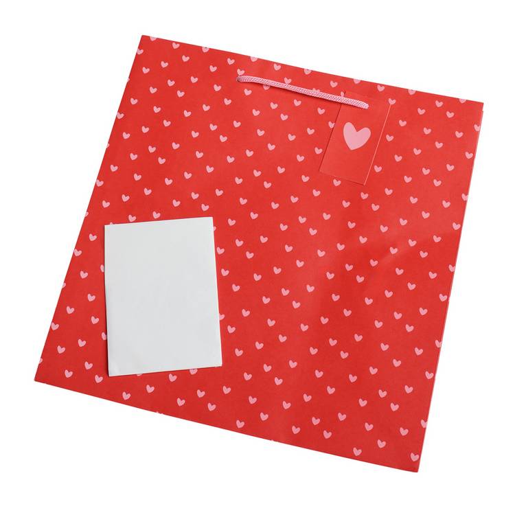Argos Home large heart gift bag with tissue paper - British product