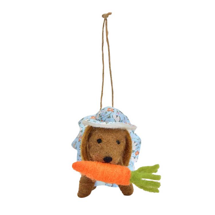 Argos Home felt dog ornament with hat and carrot, UK version