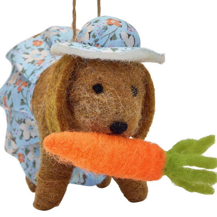 Argos Home felt dog ornament with hat and carrot, UK version