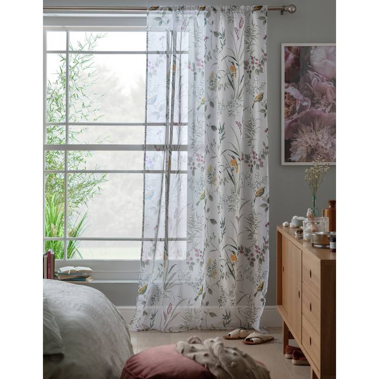 Habitat birds voile curtain multicoloured 140x229cm, imported from the UK