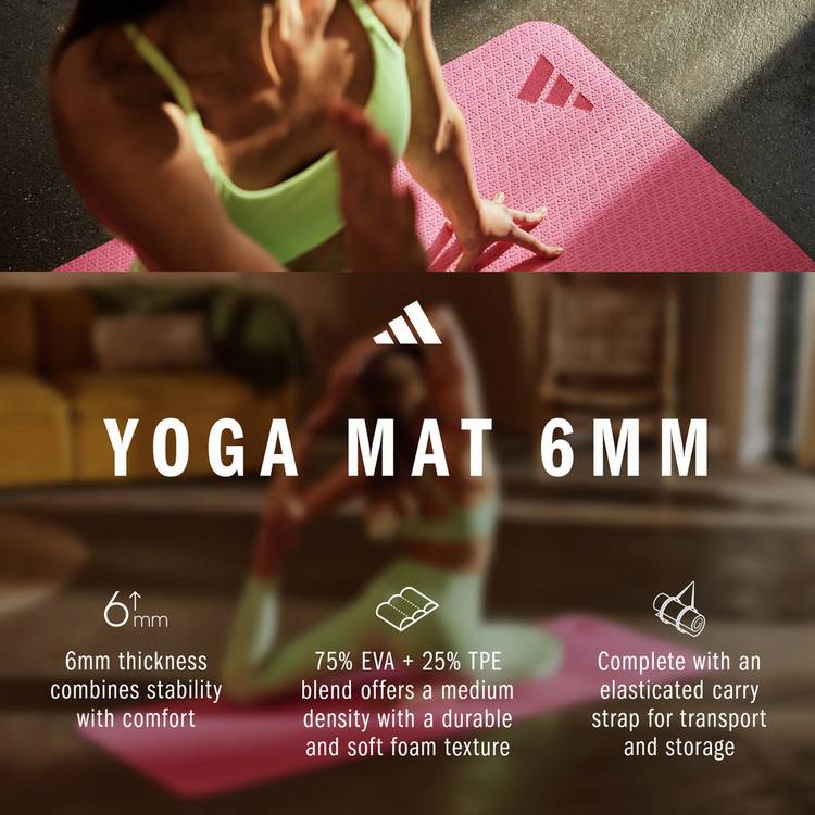 Adidas Pink Fusion yoga mat 6mm, imported from the UK
