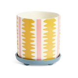 Habitat ceramic yellow striped planter with saucer, UK version