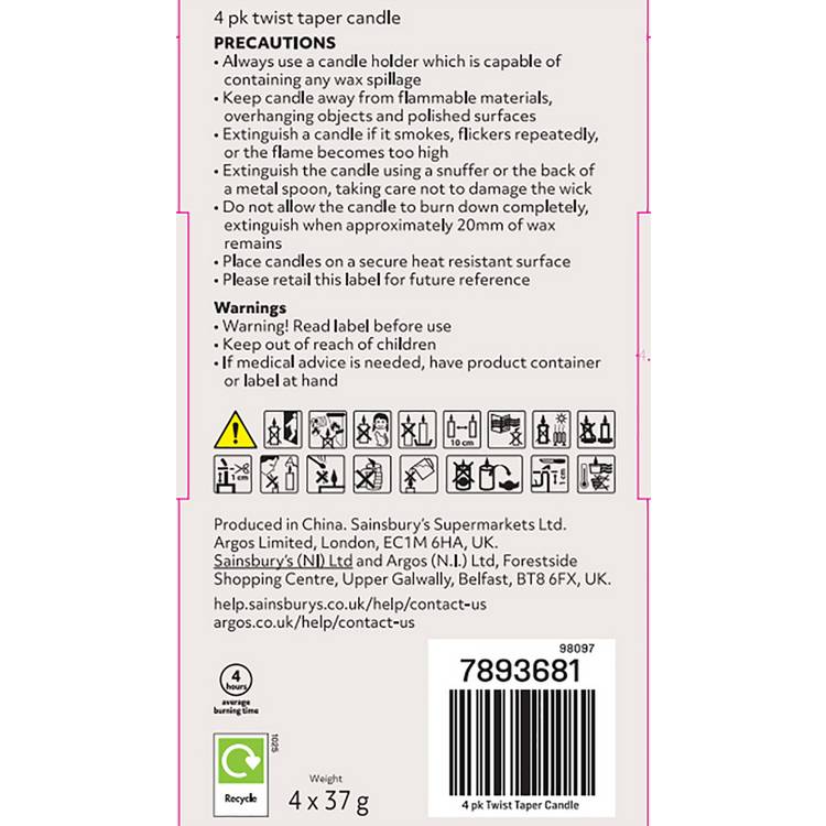 Argos Home twist taper candles in pastel shades (British brand)