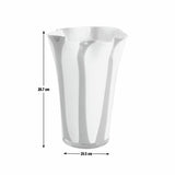 Habitat blue and white handkerchief stripe milk glass vase 29cm, imported from the UK