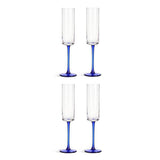Habitat blue stem champagne flute set of 4, imported from the UK