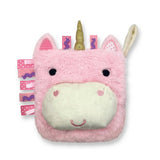 Sensory Snuggables unicorn hand puppet book by Make Believe Ideas, imported from the UK