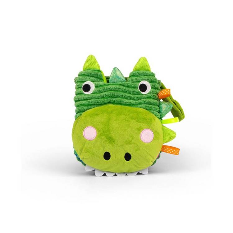 Sensory Snuggables dinosaur hand puppet cloth book, imported from the UK