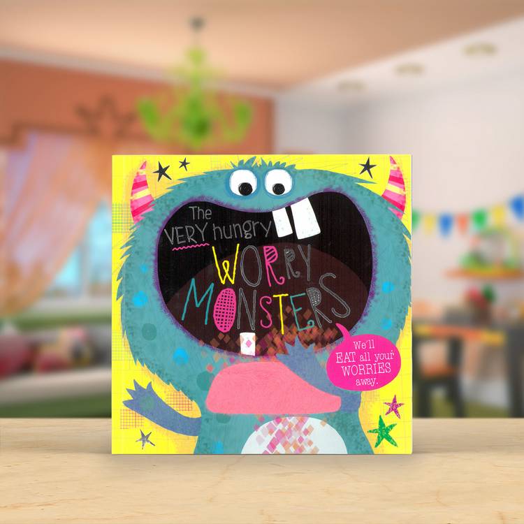 Make Believe Ideas Worry Monster plush toy and book set (British brand)