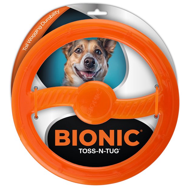 Bionic Toss-N-Tug ring dog toy orange floating, UK version