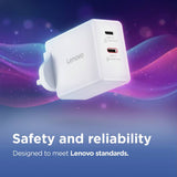 Lenovo dual USB-C GaN charger 65W - British product