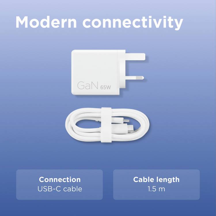Lenovo dual USB-C GaN charger 65W - British product