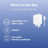 Lenovo dual USB-C GaN charger 65W - British product