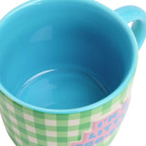 Argos Home green pink gingham mug pack, imported from the UK