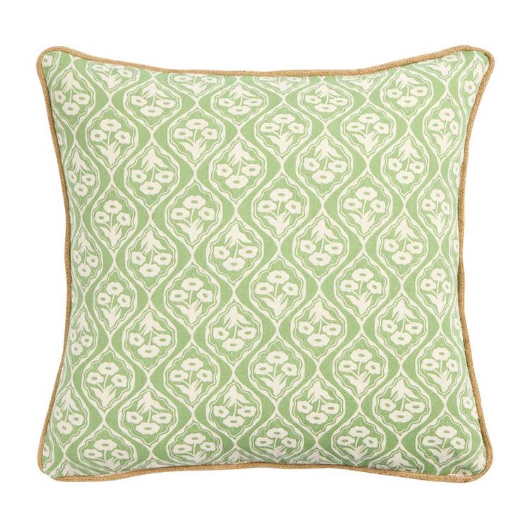 Argos Home Lino Floral Green cushion 43x43cm (British brand)