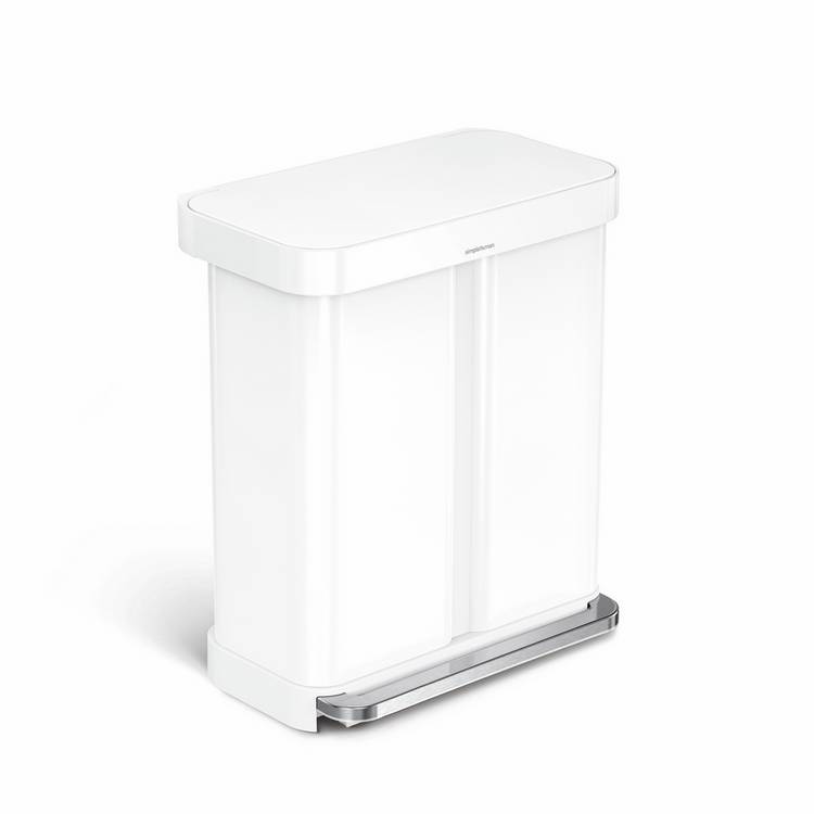 Simplehuman recycling pedal bin white 58L, imported from the UK