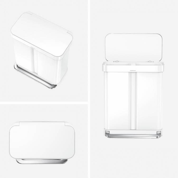 Simplehuman recycling pedal bin white 58L, imported from the UK