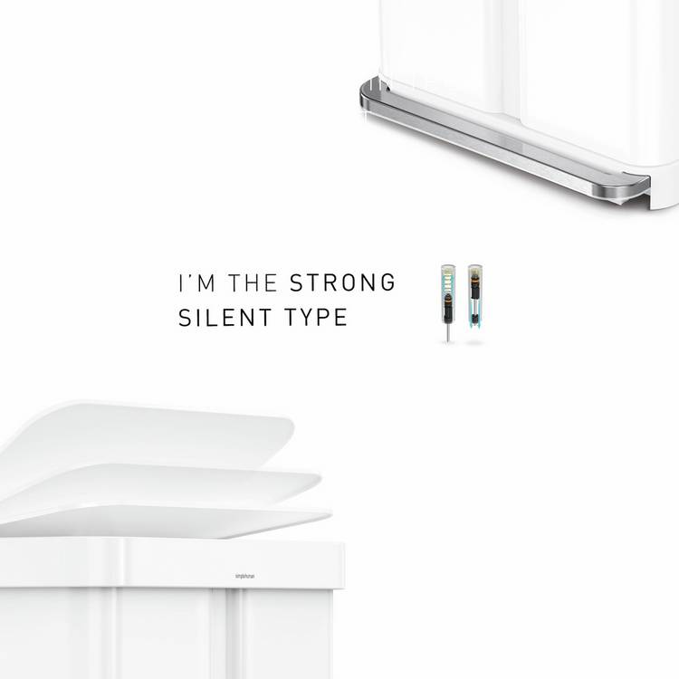Simplehuman recycling pedal bin white 58L, imported from the UK