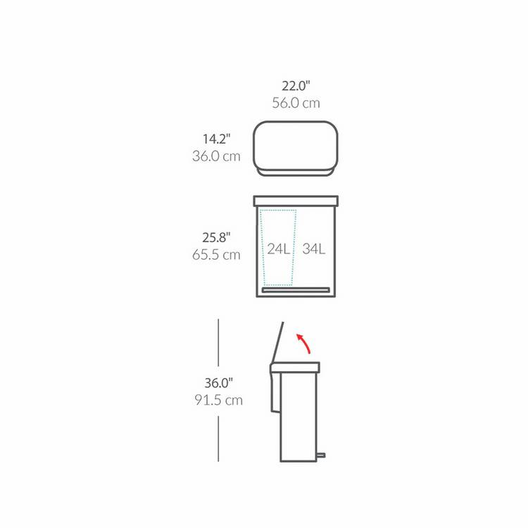 Simplehuman recycling pedal bin white 58L, imported from the UK