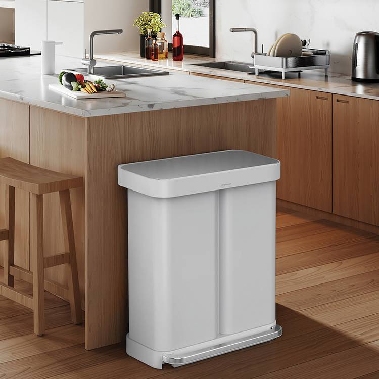 Simplehuman recycling pedal bin white 58L, imported from the UK