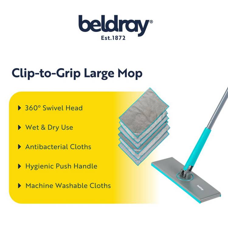 Beldray Anti-bac flat mop with 6 cloths, imported from the UK