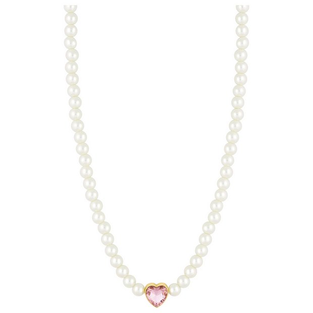 Lipsy pearl heart choker necklace pink charm, imported from the UK