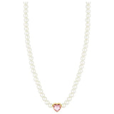 Lipsy pearl heart choker necklace pink charm, imported from the UK