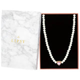 Lipsy pearl heart choker necklace pink charm, imported from the UK