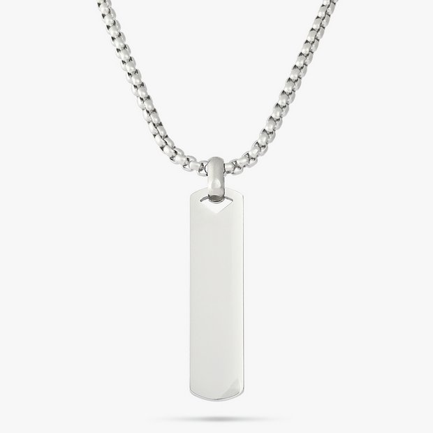 Revere dog tag pendant stainless steel slim rectangular, UK version